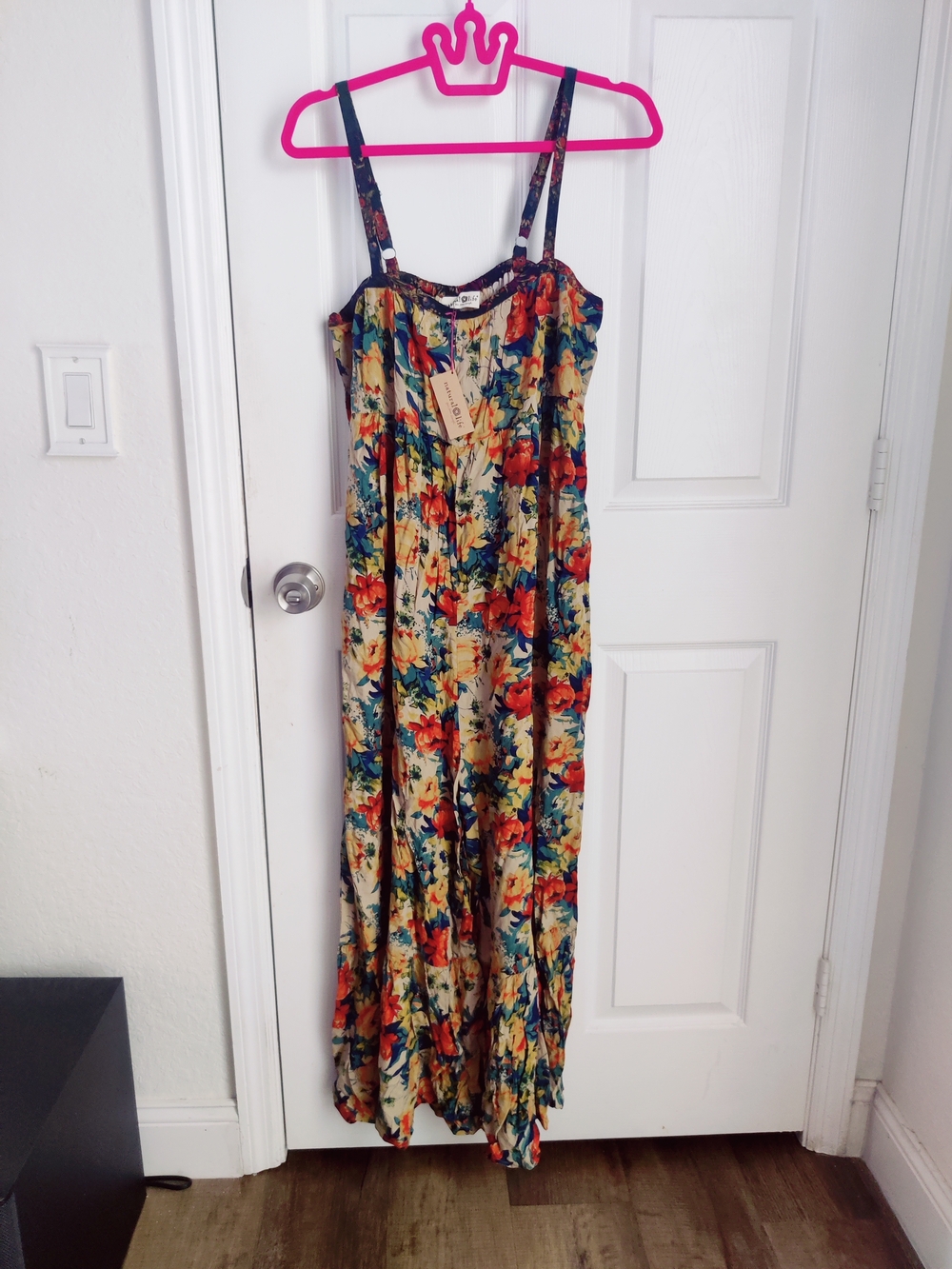NATURAL LIFE Cream Floral Wide-Leg Jumpsuit with Red & Yellow Blooms - Picture 5 of 5